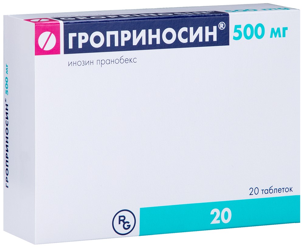 Гроприносин 500 мг 20 шт. таблетки - цена 831.90 руб., купить в интернет  аптеке в Коле Гроприносин 500 мг 20 шт. таблетки, инструкция по применению