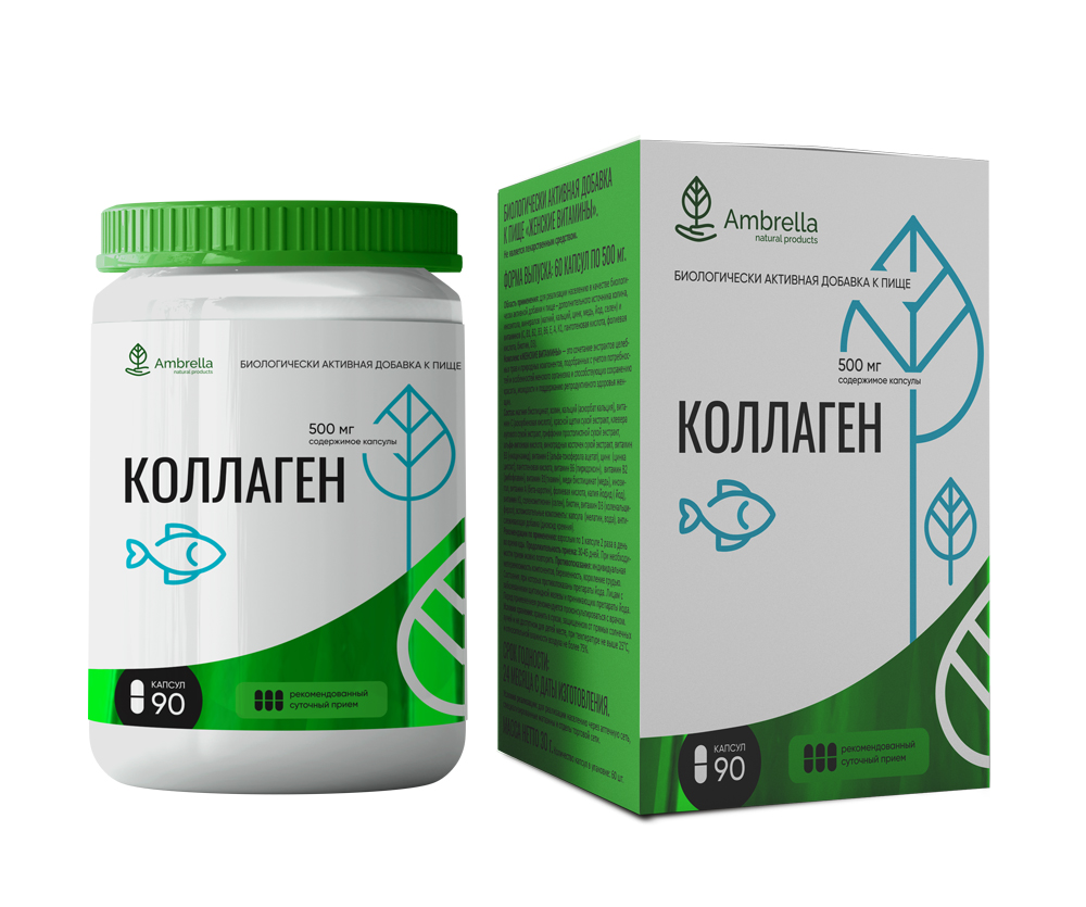Изображение товара Ambrella коллаген капсулы 500 мг для суставов и кожи 90 шт.