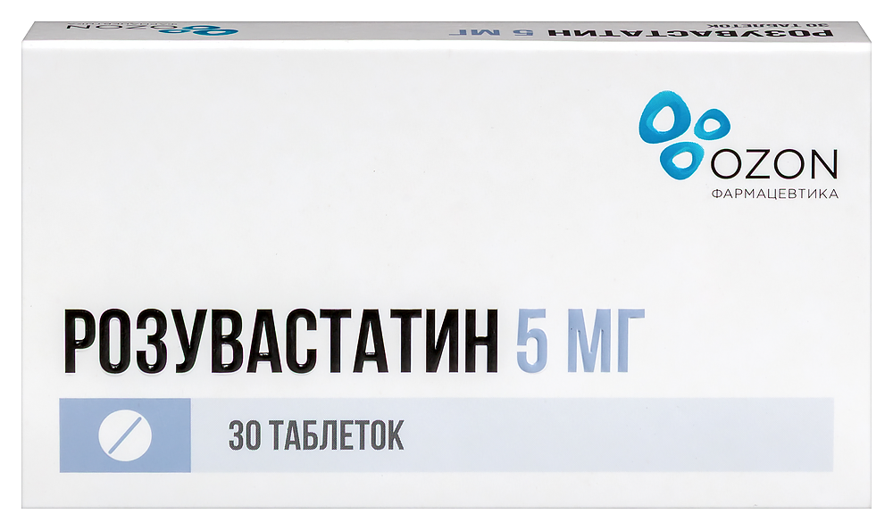 Изображение товара Розувастатин 5 мг 30 таблеток покрытые пленочной оболочкой для снижения холестерина