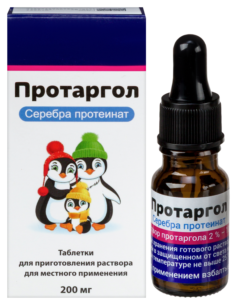 Изображение товара Протаргол 200 мг таблетки для приготовления раствора 1 шт.