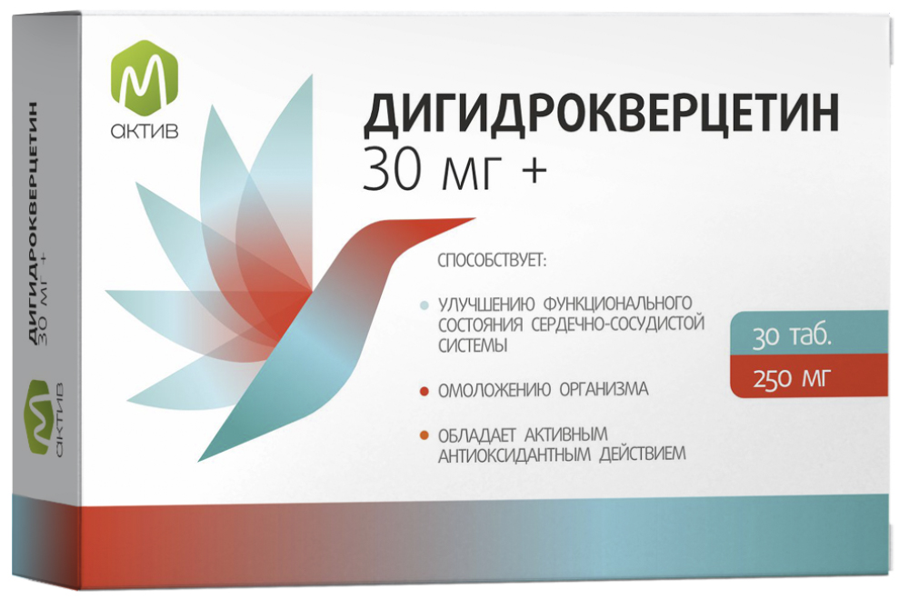 Изображение товара М актив дигидрокверцетин 30 мг+ 30 шт. таблетки массой 250 мг