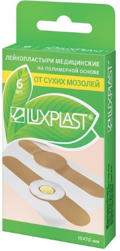 Изображение товара Лейкопластыри luxplast от сухих мозолей на полимерной основе 15х70 мм 6 шт.