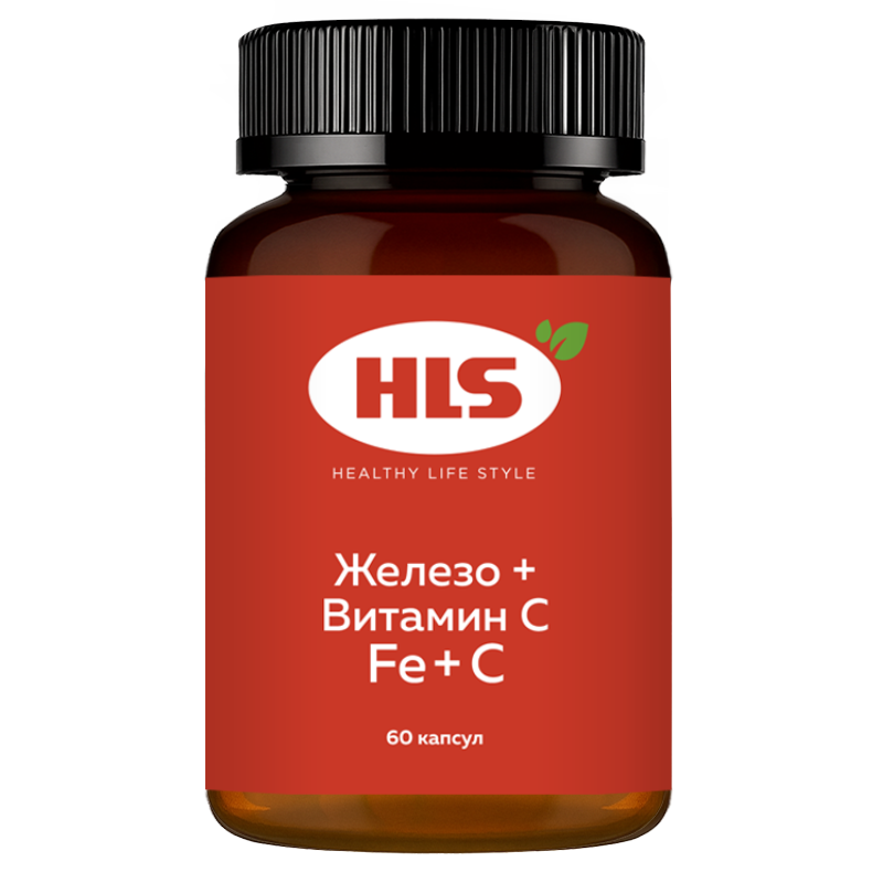 Изображение товара Hls железо+витамин с 60 капсул по 450 мг для поддержания иммунитета и повышения уровня железа