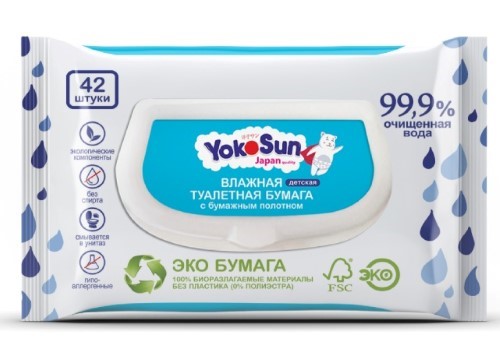 Изображение товара Yokosun туалетная бумага влажная детская 42 шт.