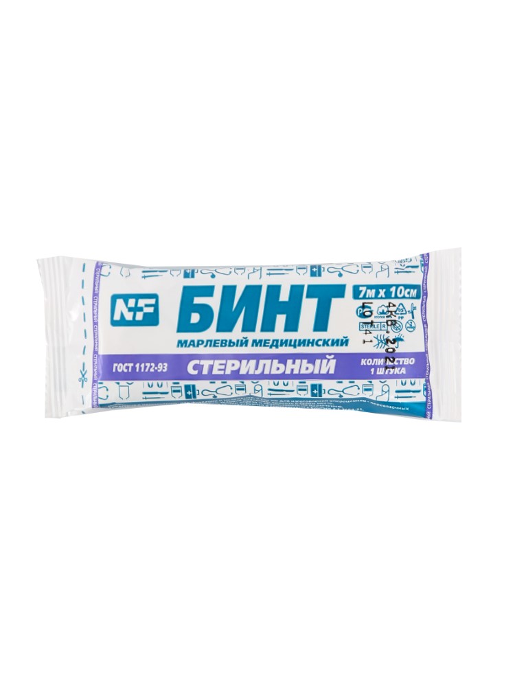 Изображение товара Бинт марлевый стерильный медицинский 7 мх10 см/ньюфарм