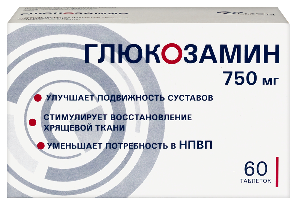 Изображение товара Глюкозамин 750 мг 60 таблеток для поддержки суставов и позвоночника