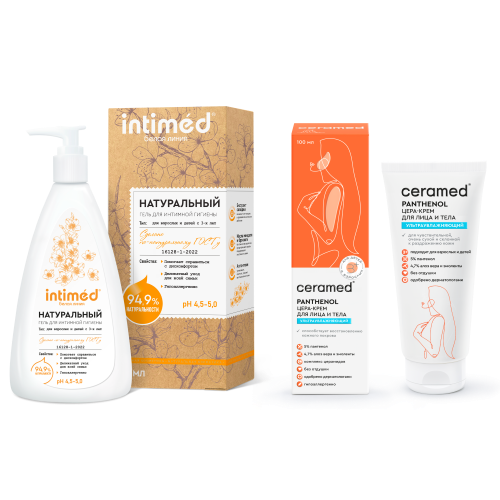 Изображение товара Набор Intimed + Ceramed: интимный гель с 3-х лет + крем ультраувлажняющий с Пантенолом