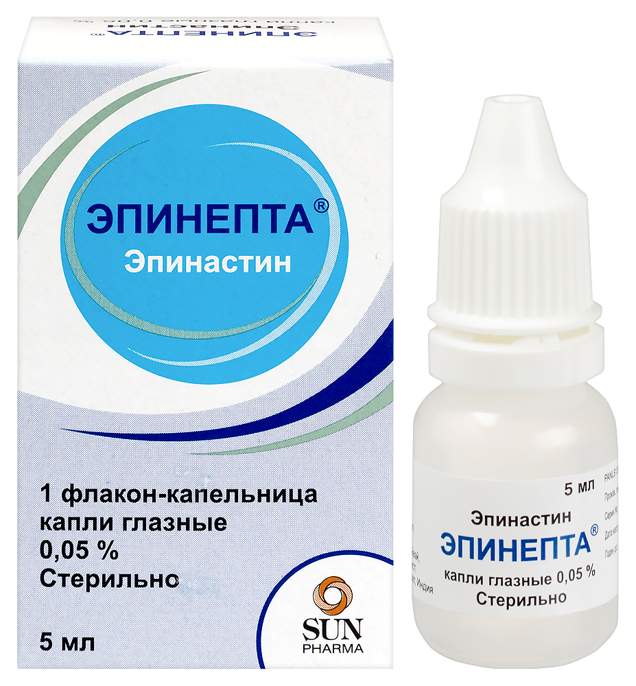 Изображение товара Эпинепта 0,05% капли глазные 5 мл для лечения аллергического конъюнктивита