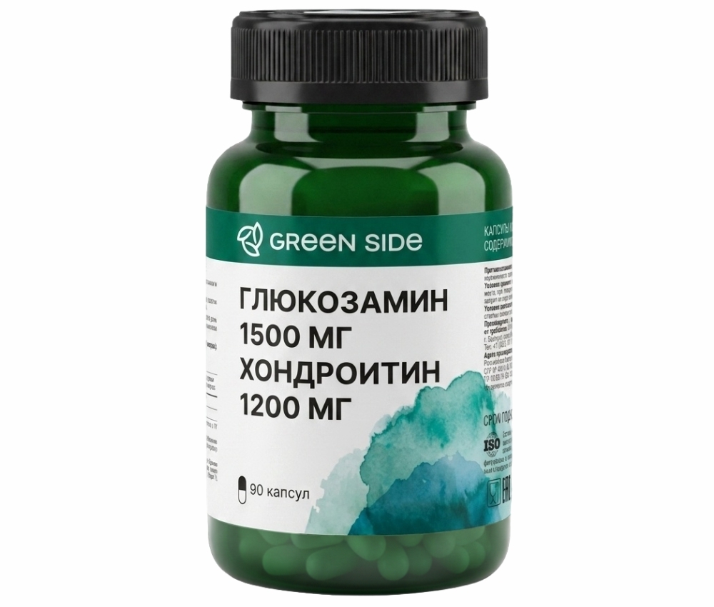 Изображение товара Green side глюкозамин 1500 мг+хондроитин 1200 мг 90 шт. капсулы массой 910 мг