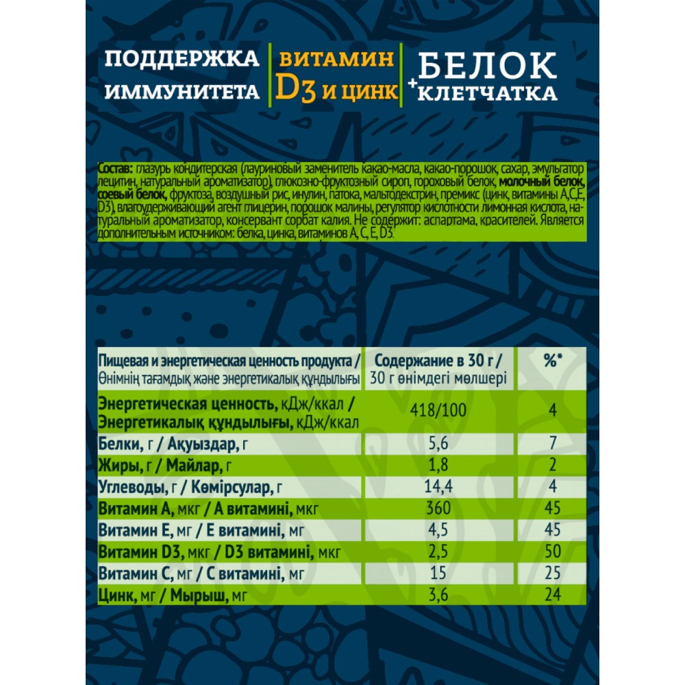 Racionika иммуно батончик со вкусом малины для иммунитета 30 гр - цена 121  руб., купить в интернет аптеке в Москве Racionika иммуно батончик со вкусом  малины для иммунитета 30 гр, инструкция по применению