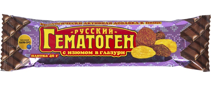 Изображение товара Гематоген русский изюм с шоколадом 40 граммов плитка - источник железа и витаминов