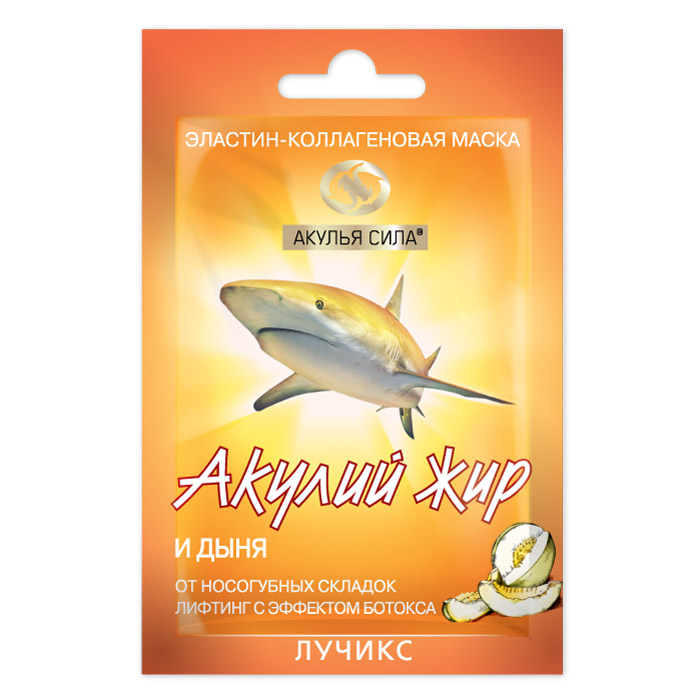 Изображение товара Акулий жир акулья сила дыня эластин-коллагеновая маска от носогубных складок саше 10 мл
