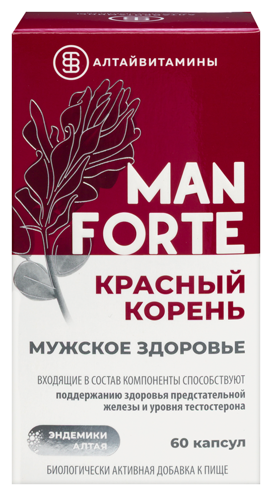 Изображение товара Красный корень man forte мужское здоровье алтайвитамины 60 шт. капсулы массой 436 мг