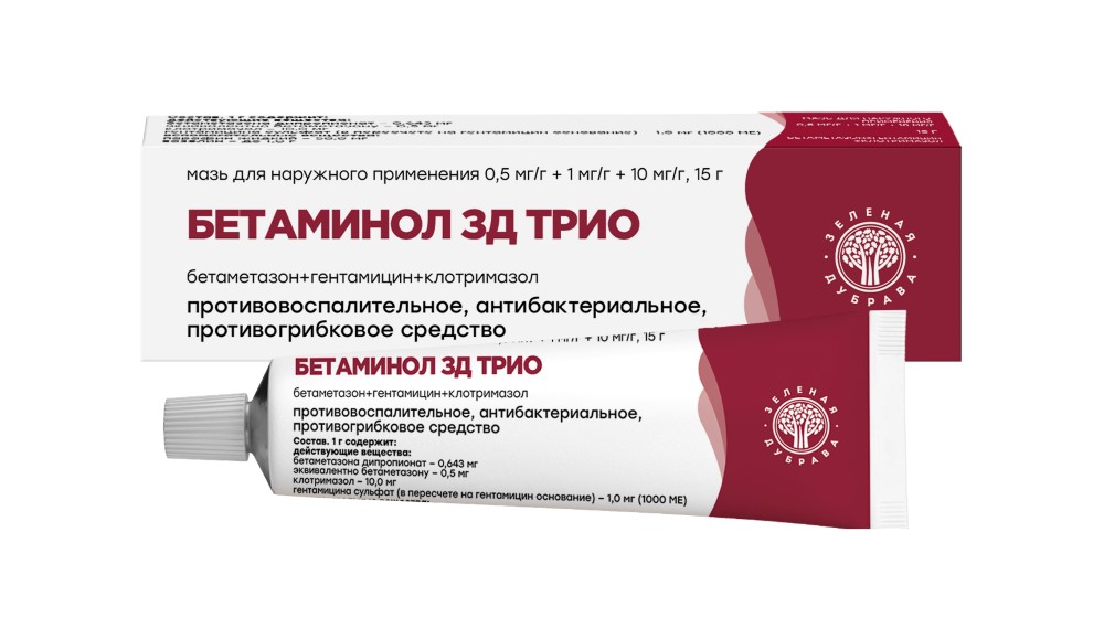 Изображение товара Бетаминол мазь 15 г для лечения дерматозов и инфекций
