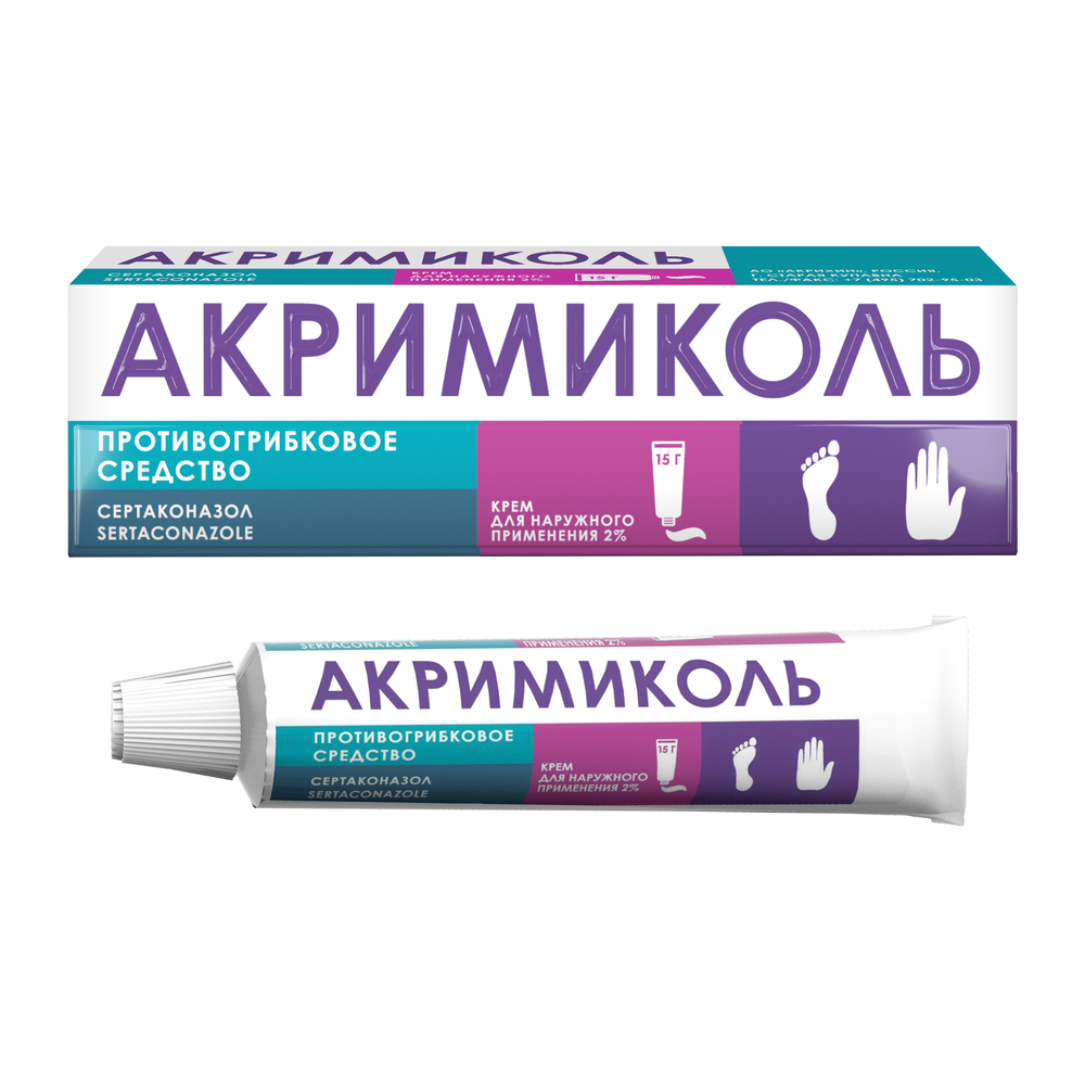 Акримиколь 2% крем для наружного применения 15 гр - цена 509 руб., купить в  интернет аптеке в Москве Акримиколь 2% крем для наружного применения 15 гр,  инструкция по применению