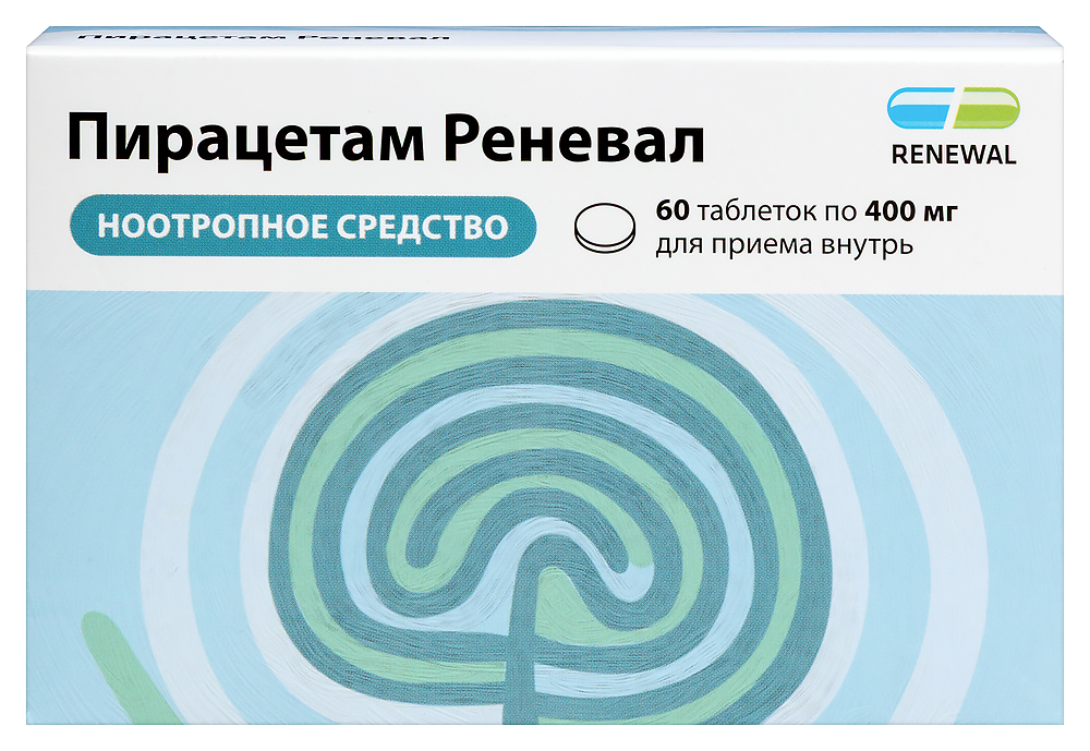 Изображение товара Пирацетам реневал 400 мг 60 таблеток покрытых пленочной оболочкой