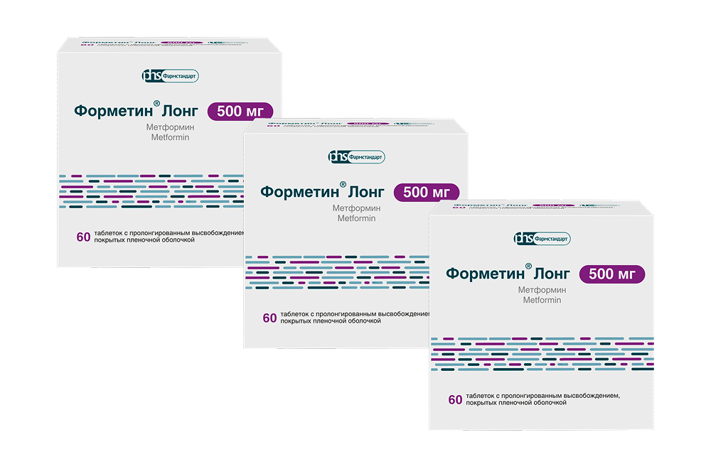Изображение товара Набор из 3х уп. Форметин Лонг 500мг №60 таб с пролонгированным высвобождением со скидкой 150 рублей