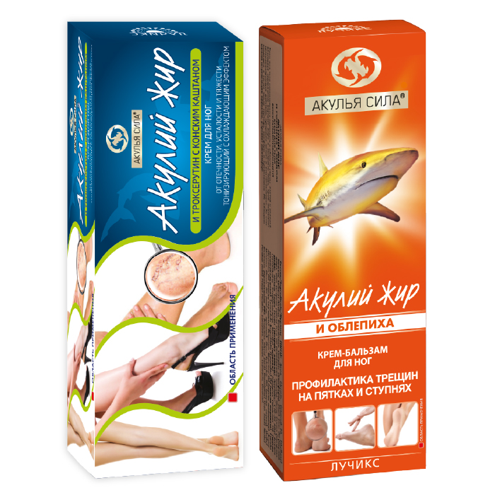 Изображение товара Набор Аптечка Акулий жир Акулья сила: Крем для ног при трещинах + Крем при варикозе