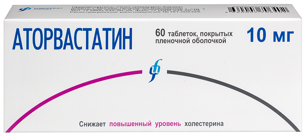 Изображение товара Аторвастатин 10 мг 60 шт таблетки для снижения холестерина