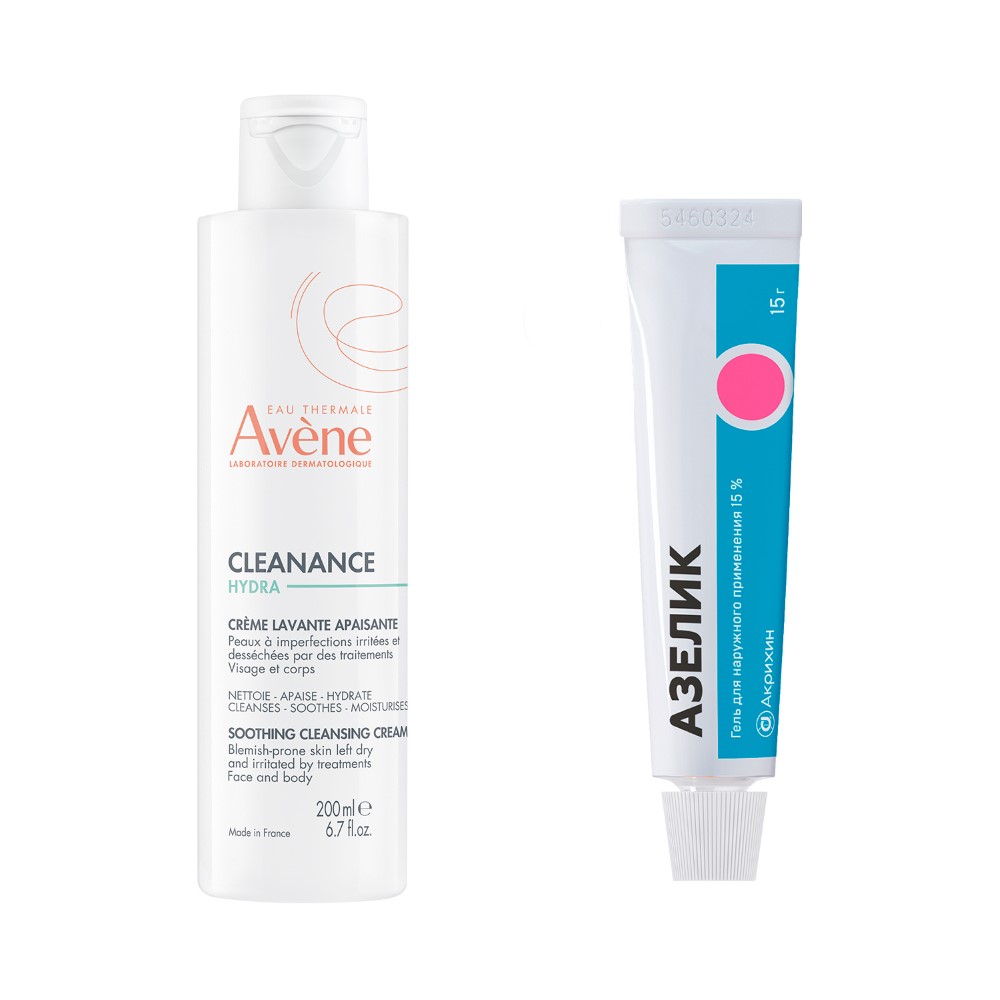 Изображение товара Набор AVENE CLEANANCE HYDRA КРЕМ Д/ПРОБЛЕМН КОЖИ ОЧИЩАЮЩ УСПОКАИВАЮЩ 200МЛ + АЗЕЛИК 15% 15,0 ГЕЛЬ Д/НАРУЖ ПРИМ
