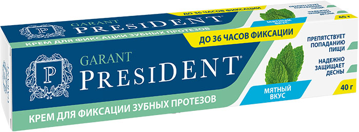 Изображение товара President garant крем для фиксации зубных протезов с мятным вкусом 40 гр