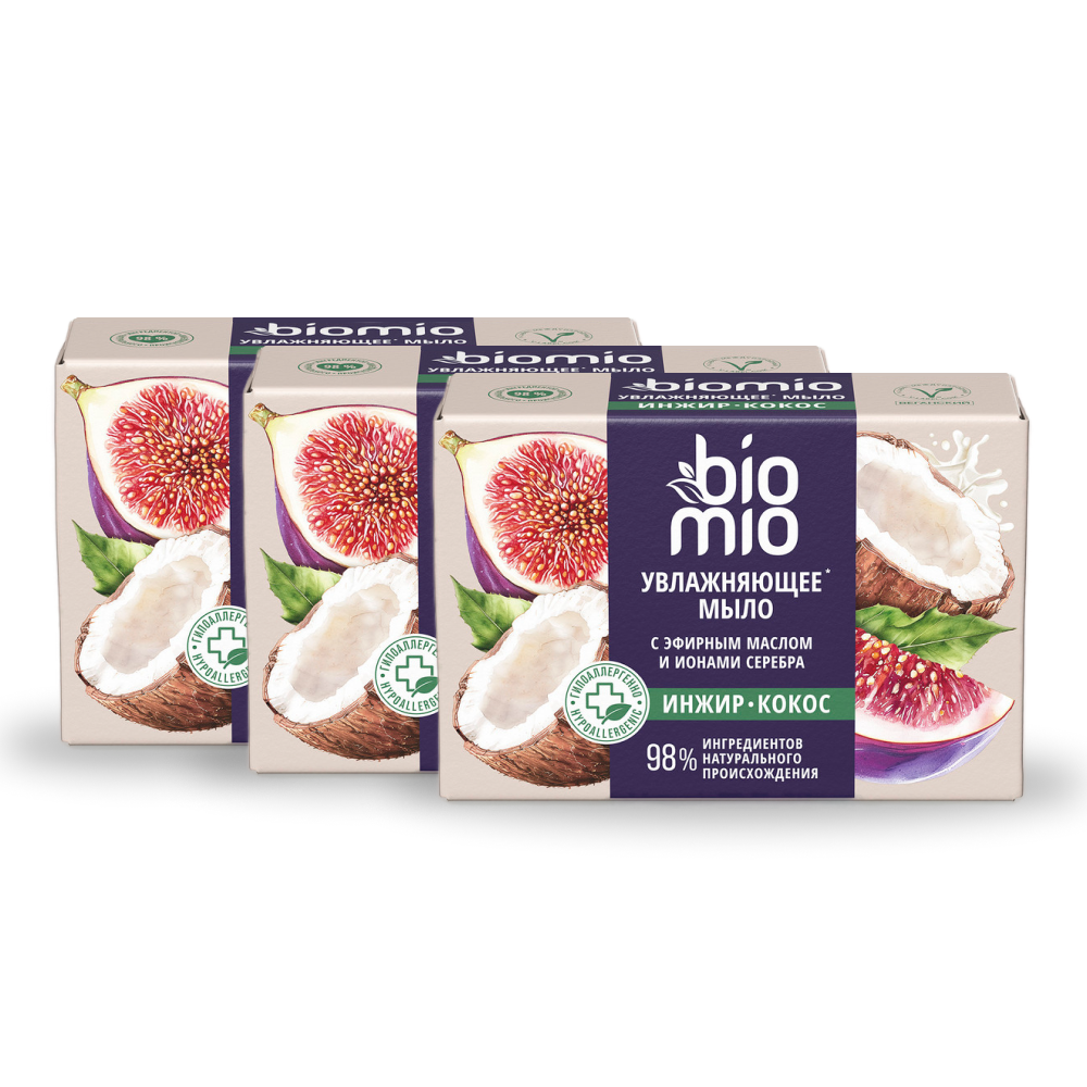 Изображение товара Набор 3=2 BIOMIO SUPERFOOD МЫЛО НАТУРАЛЬНОЕ С ЭКСТРАКТОМ ИНЖИРА И БАТТЕРОМ КОКОСА