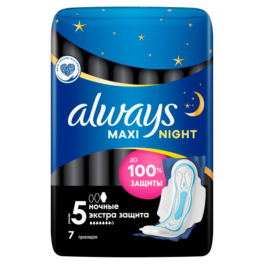 Изображение товара Always прокладки maxi secure night extra 7 шт.
