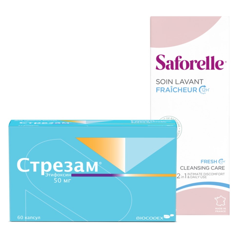 Изображение товара Набор СТРЕЗАМ 60 ШТ + САФОРЕЛЬ ЭКСТРА СВЕЖЕСТЬ 250МЛ со скидкой