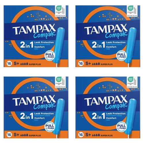 Изображение товара Набор из 4х уп Tampax тампоны compak super plus с аппликатором 16 шт со скидкой