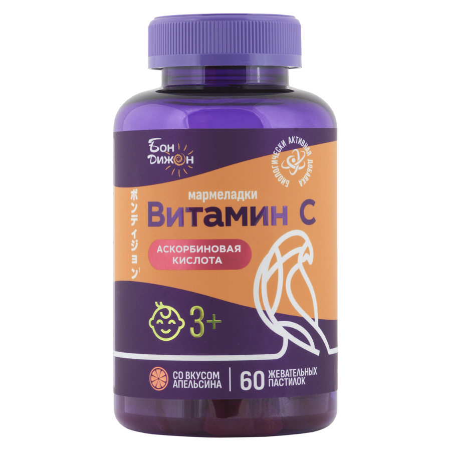 Изображение товара Бон дижон мармеладки витамин С со вкусом апельсина 60 шт. жевательные пастилки по 3 гр