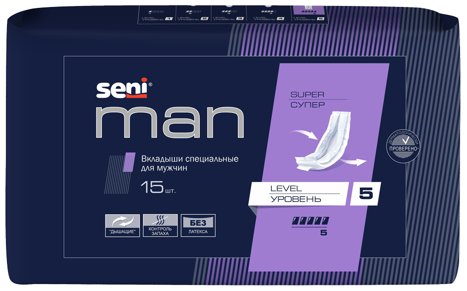 Изображение товара Вкладыши Seni Man для мужчин супер уровень 15 шт. гигиена и комфорт