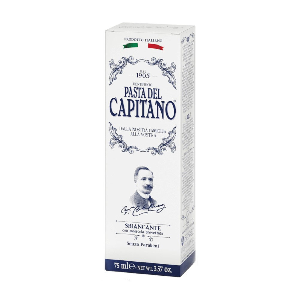 Pasta del capitano 1905 зубная паста отбеливающая с запатентованной  молекулой 75 мл - цена 336 руб., купить в интернет аптеке в Москве Pasta  del capitano 1905 зубная паста отбеливающая с запатентованной молекулой 75  мл, инструкция по применению