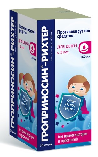 Гроприносин-Рихтер 50 Мг/Мл Сироп 150 Мл Флакон - Цена 697 Руб.