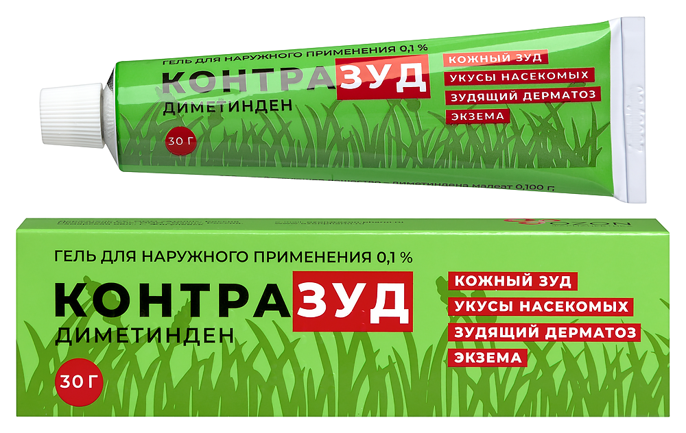 Изображение товара Контразуд 0,1% гель для наружного применения 30 г for зуд, кожные заболевания и ожоги