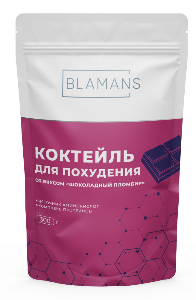 Изображение товара Blamans коктейль для похудения со вкусом шоколадный пломбир 300 гр порошок