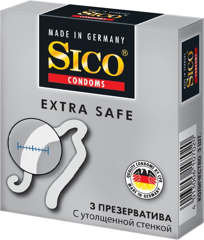 Презервативы sico extra safe с утолщенной стенкой 3 шт. - цена 157 руб.,  купить в интернет аптеке в Москве Презервативы sico extra safe с утолщенной  стенкой 3 шт., инструкция по применению