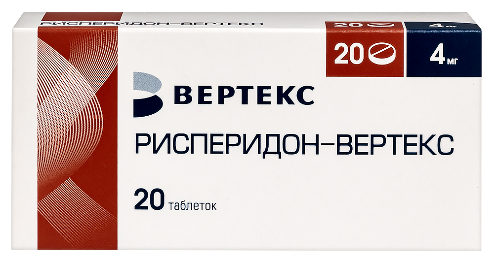 Изображение товара Рисперидон-вертекс 4 мг 20 шт. таблетки для лечения шизофрении и агрессии
