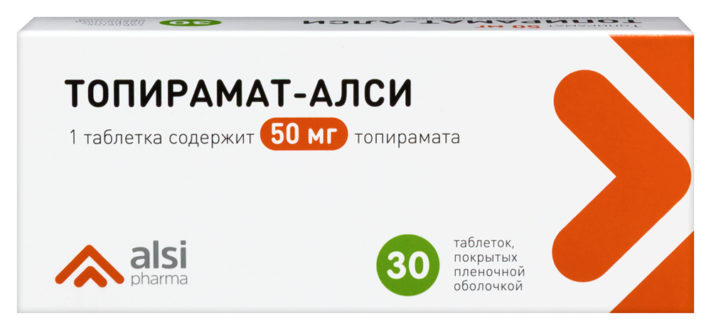 Изображение товара Топирамат-алси 50 мг 30 таблеток для лечения эпилепсии и профилактики мигрени
