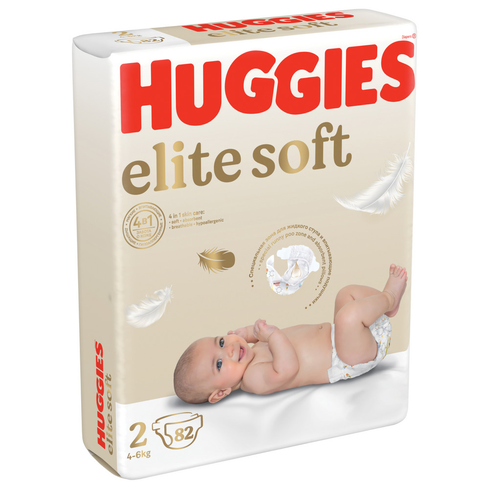 Подгузники Huggies Elite Soft для новорожденных 4-6кг 2 размер 82шт - цена  0 руб., купить в интернет аптеке в Нижнем Тагиле Подгузники Huggies Elite  Soft для новорожденных 4-6кг 2 размер 82шт, инструкция по применению