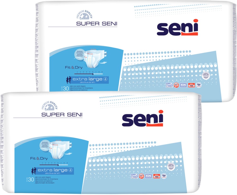 Изображение товара Набор Seni super подгузники д/взр extra large n30 из 2 уп со скидкой Изображение товара Набор Seni super подгузники д/взр extra large n30 из 2 уп со скидкой