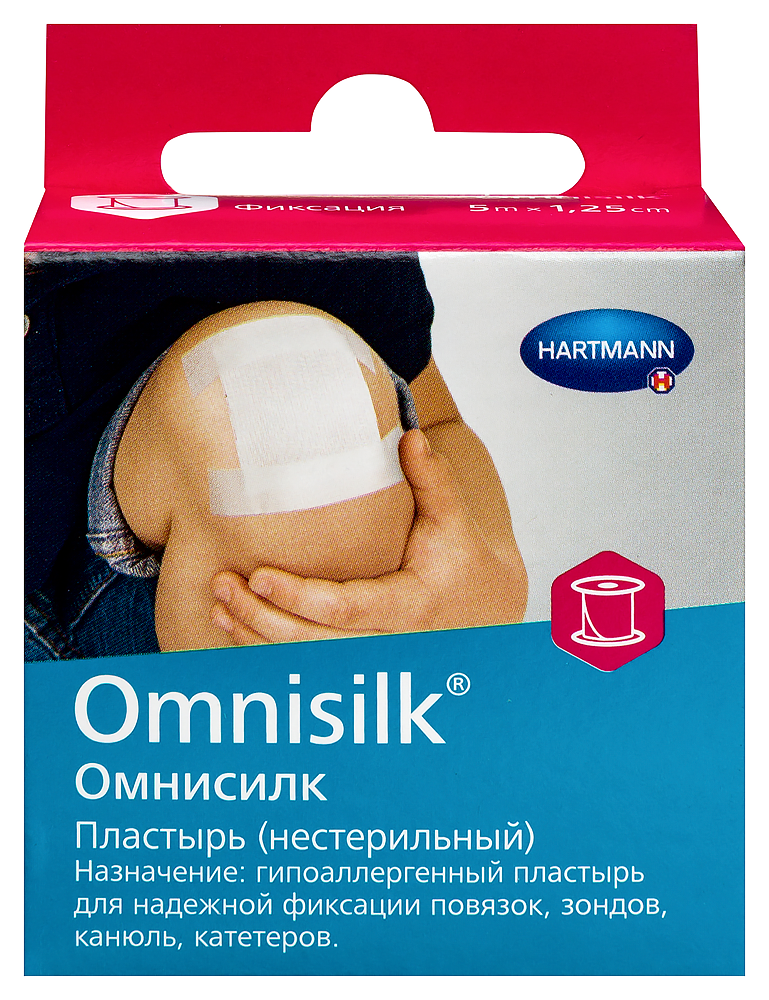 Изображение товара Гипоаллергенный нестерильный пластырь omnisilk 5 м х 1,25 см для фиксации