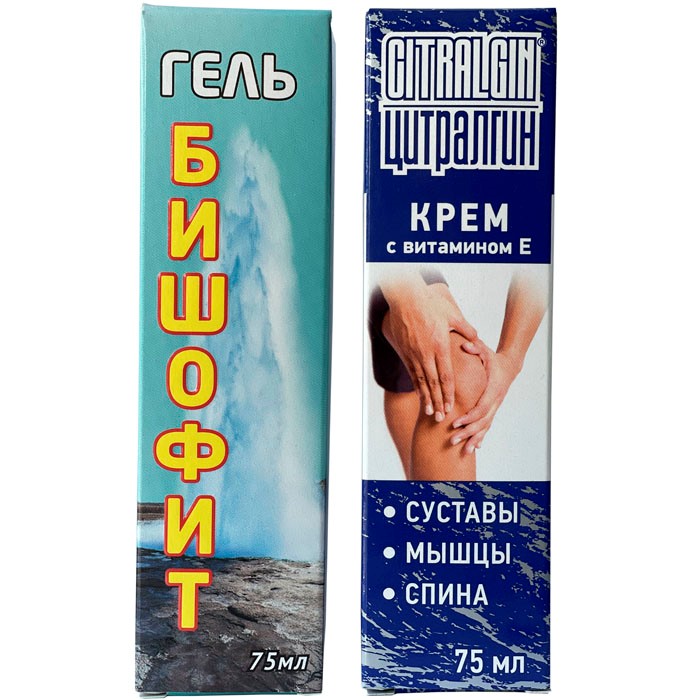 Изображение товара Набор Цитралгин крем 75мл + Бишофит гель 75мл - со скидкой 10%