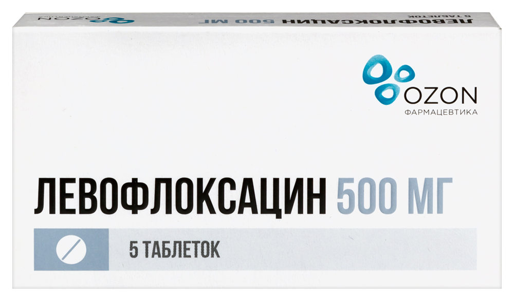 Изображение товара Левофлоксацин 500 мг 5 шт. таблетки, покрытые пленочной оболочкой