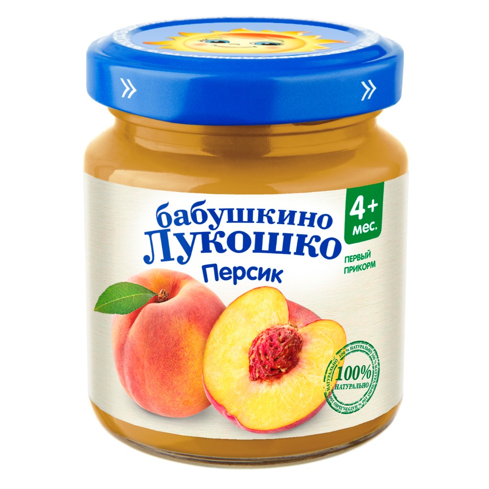 Изображение товара Бабушкино лукошко пюре из персиков для детского питания 100 гр