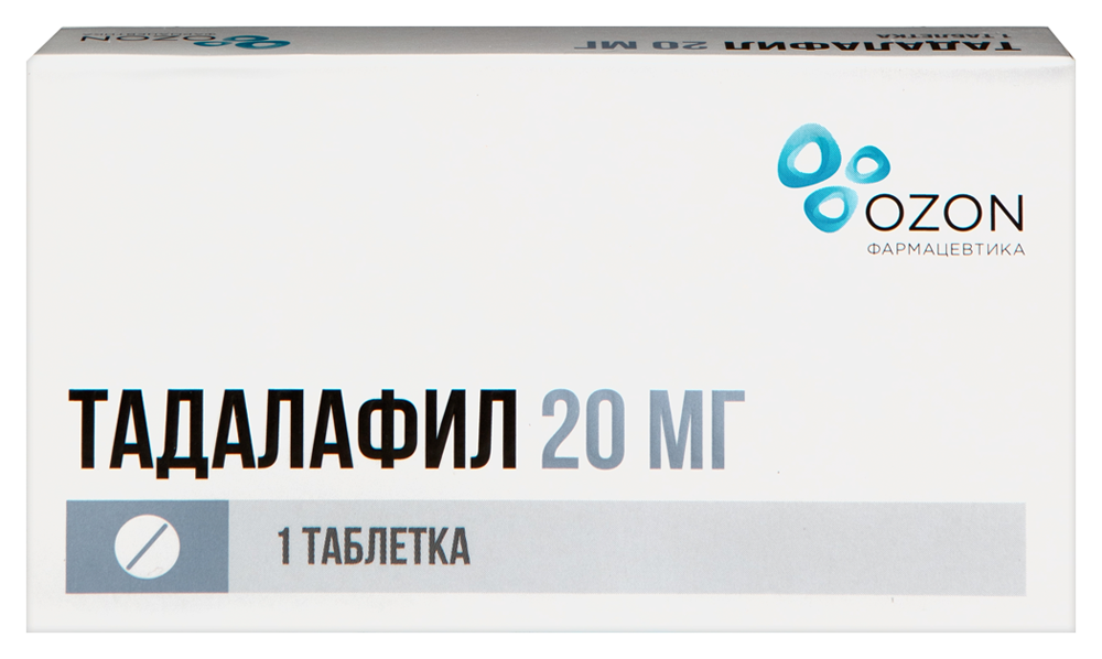 Изображение товара Тадалафил 20 мг таблетки для лечения эректильной дисфункции и гиперплазии