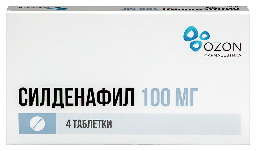 Изображение товара Силденафил 100 мг 4 шт. таблетки, покрытые пленочной оболочкой