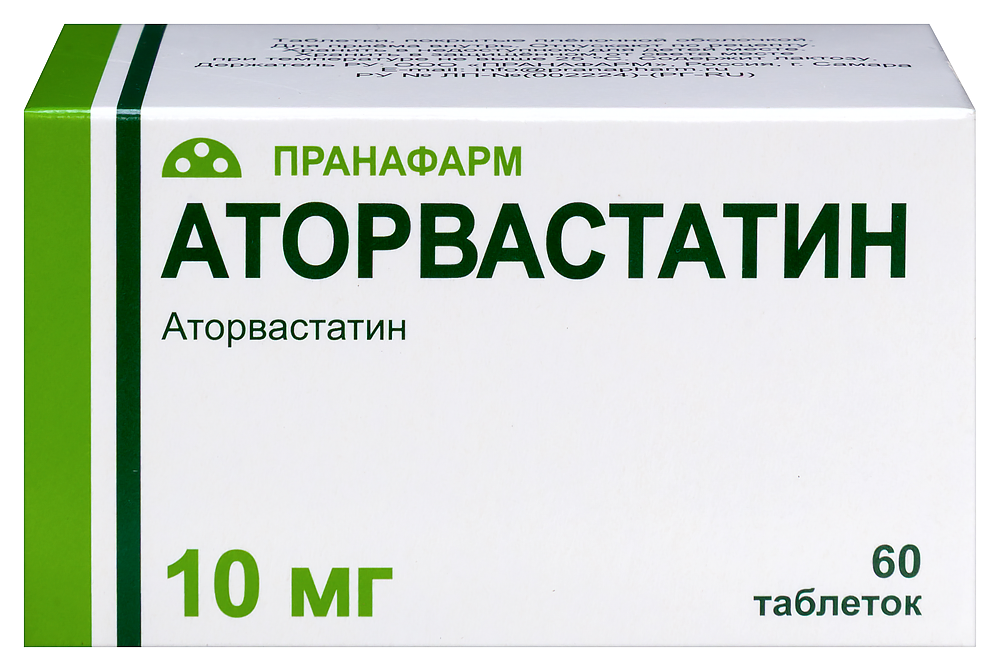 Изображение товара Аторвастатин 10 мг 60 шт таблетки для снижения холестерина