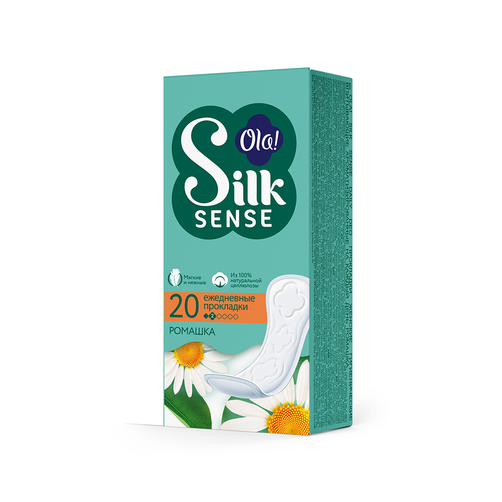 Ola silk sense прокладки ежедневные daily deo ромашка 20 шт. - цена 82.60  руб., купить в интернет аптеке в Глазове Ola silk sense прокладки  ежедневные daily deo ромашка 20 шт., инструкция по применению