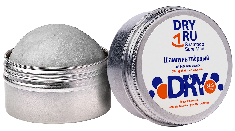 Изображение товара Dry ru shampoo sure man шампунь твердый для всех типов волос 55 гр