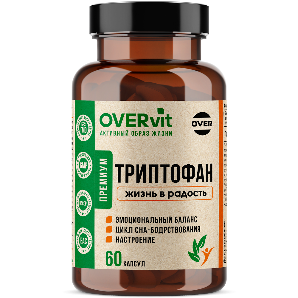 Изображение товара Overvit триптофан капсулы 360 мг, 60 шт